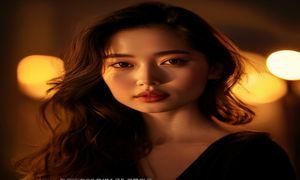 欧美女优成熟系作品封面，暖色调影棚拍摄，成熟性感女演员专业人像特写